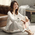 Solid Color Sleepwear Silk Satin Pajamas Couple Set Long Button-Down Pyjamas Suit Pijama Women Men Loungewear Plus Size Pj Set