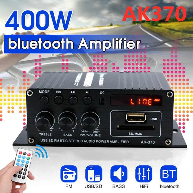 AK35 800W Home Power Amplifiers 2 Channel Bluetooth 5.0 Surround Sound FM USB Remote Control Mini HIFI Digital Amplifier Stereo