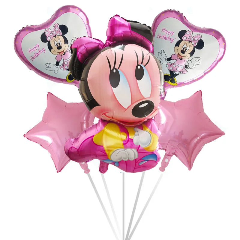 5pcs Mickey Minnie Head Birthday Party Decoration Balloon Helium Foil Balloons Baby 1st Baby Shower Air Globos Kids Toys Ball