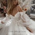 LORIE Glitter Wedding Dresses Puff Sleeve Appliques Lace - View 5 | SAMAG