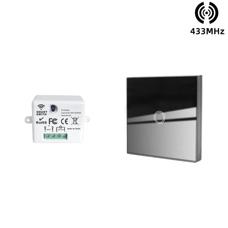 433MHz Smart Light Switch Rf Wireless Touch Wall Switch with Remote Control Tempered Glass Panel Switch for Home LED LAMP 220V