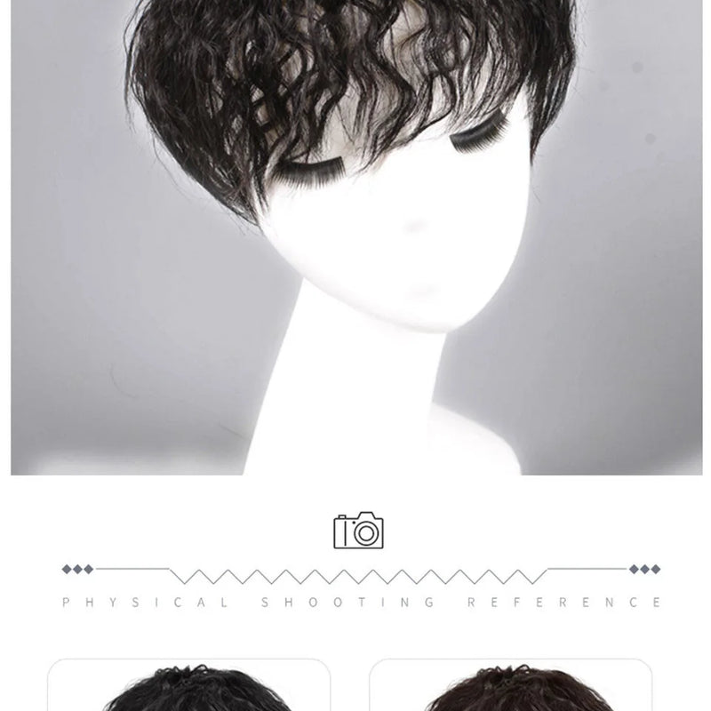 XIYUE Natural Black Brown Hair Topper With Bangs Clip In Hair Extensions Hairpieces Heat Resistant Fiber For Women