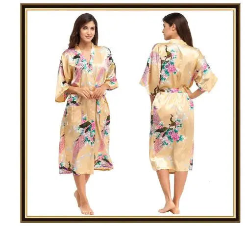 Half Sleeve Loose Style Woman Japanese Kimono Satin Silk | SAMAG
