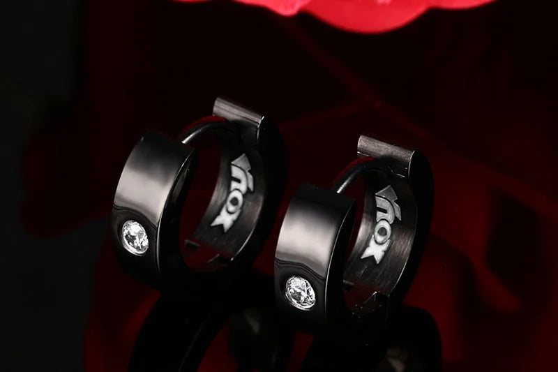 Vnox Cute Hoop Earrings For Women Men Stainless Steel Ear Cuff Brincos Huggie Jewelry