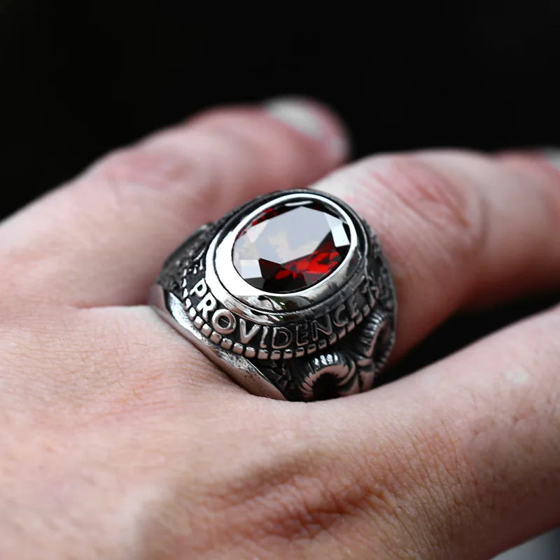 BEIER Stainless steel Cool Unique Black Stone Ring Titanium Steel Retro Old Totem Jewelry For Man Factory Price Sale BR8-334