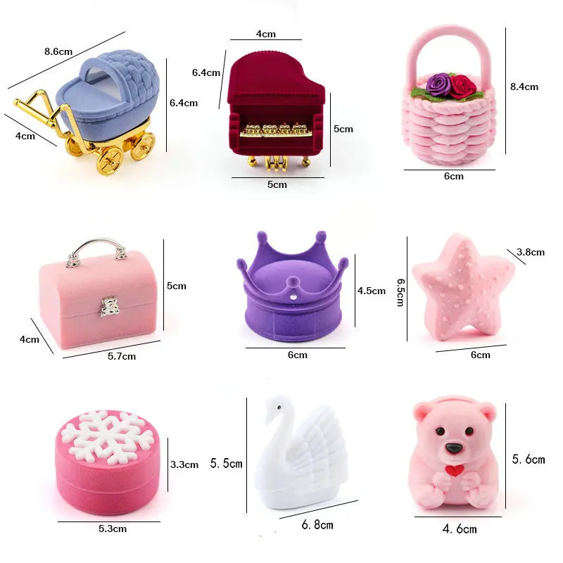 One Piece Velvet Jewelry Box Gift Box Container Wedding Ring Box Ring Case Earrings Holder For Jewelry Display & Gift Package
