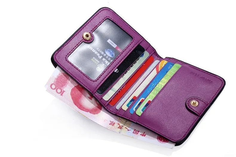 Fashion Split Leather Women Wallets Mini Purse Lady Small Leather Wallet with Coin Pocket
