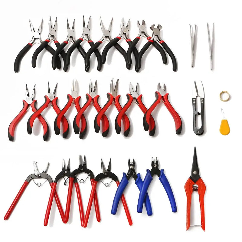 Mini Pliers Tools Set for Jewelry Making Beading round Flat Long Needle Nose Cutting Wire Complete Beading Jewelry Equipment Kit