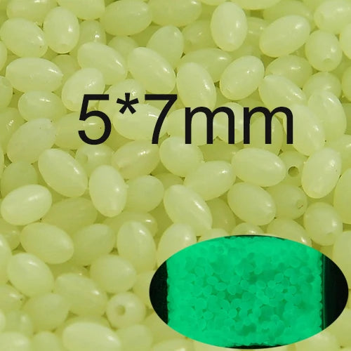 INFOF 100-500pcs/lot Soft Egg Beads Fishing Stop Luminous Oval Rubber Stopper Night Fly Fishing Accessories pesca