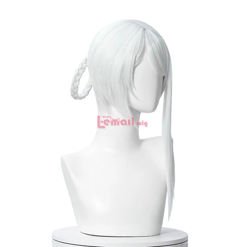 L-email wig NieR Kaine Cosplay Wig NieR RepliCant Cosplay Sliver White Braided Wigs with Bangs Synthetic Hair Heat Resistant