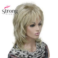 Lady Women Blonde With Dark Root Medium Length Cascaded Layers Synthetic Hair Full Wig for women