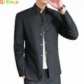 2026 New Men's Black Blazers Coat, Masculino Single Breasted Stand Up Collar Men Long-Sleeved Terno Jacket, Blue Red Overcoat