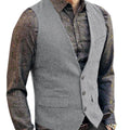 Men's V-Neck Suit Vests Fashion Formal Slim Fit Business Herringbone Dress Waistcoat for Tuxedo Wedding Party