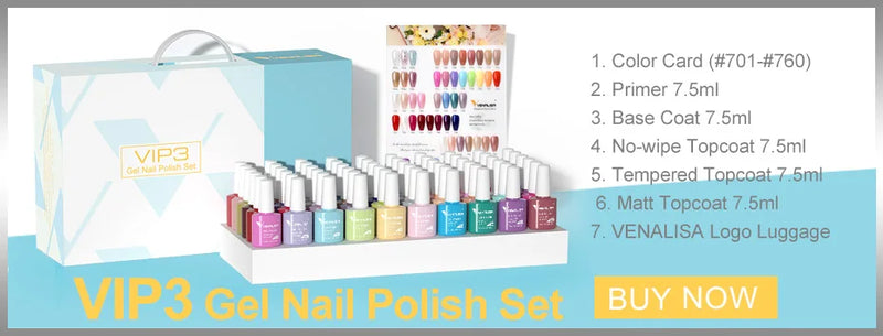 VENALISA Non Cleansing Topcoat Nail Art 7.5ml Soak off Base Coat Foundation No Wipe Top Coat Nail Gel Funny Bunny Gel Varnish
