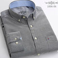 S~6XL Cotton Oxford Shirt For Men's Long Sleeve Plaid | SAMAG