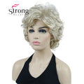 StrongBeauty Short Wig Soft Tousled Curls Blonde Highlights Full Synthetic Wigs COLOUR CHOICES