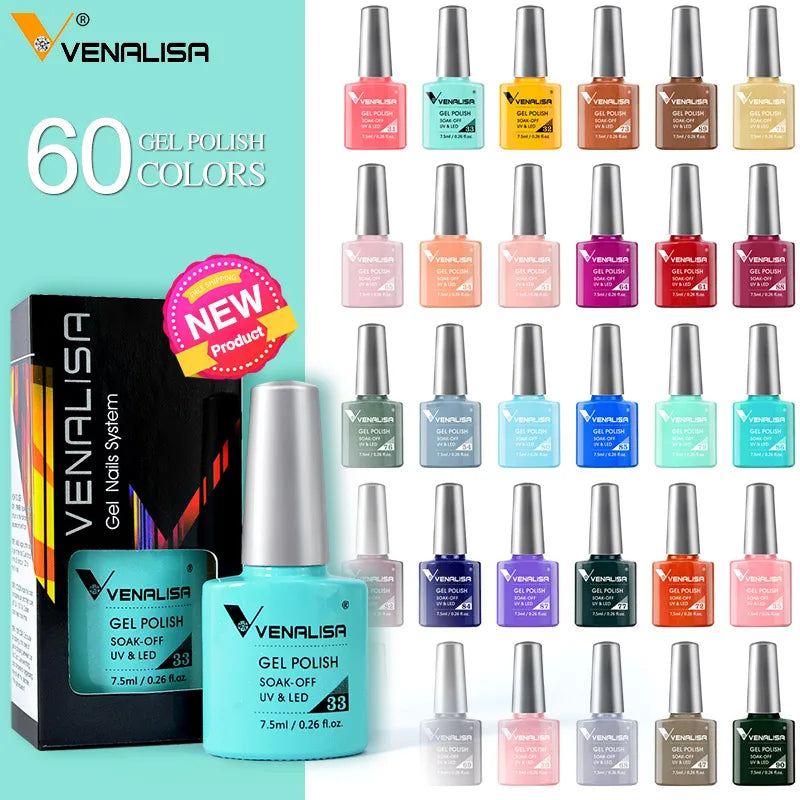 VENALISA Non Cleansing Topcoat Nail Art 7.5ml Soak off Base Coat Foundation No Wipe Top Coat Nail Gel Funny Bunny Gel Varnish