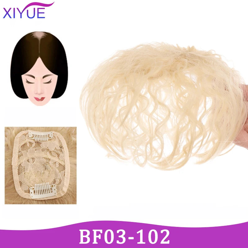 XIYUE Natural Black Brown Hair Topper With Bangs Clip In Hair Extensions Hairpieces Heat Resistant Fiber For Women