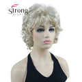 StrongBeauty Short Wig Soft Tousled Curls Blonde Highlights Full Synthetic Wigs COLOUR CHOICES