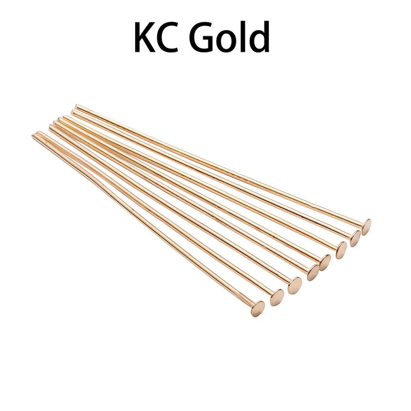 100-200pcs/bag 20 25 30 40 50 60 mm Flat Head Pins Gold/Copper/Rhodium Headpins For Jewelry Findings Making DIY Supplies