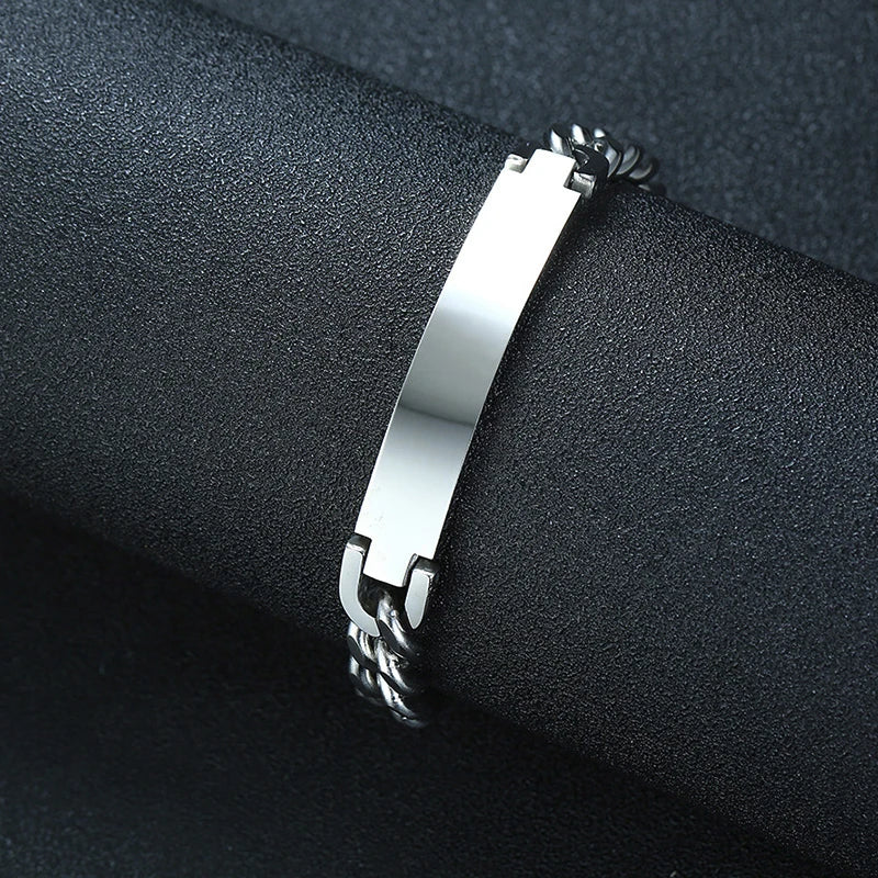 Vnox 9mm Stainless Steel ID Bracelets for Men Personalize Name Image Unique Gift Link Chain - Visuel 9 | SAMAG