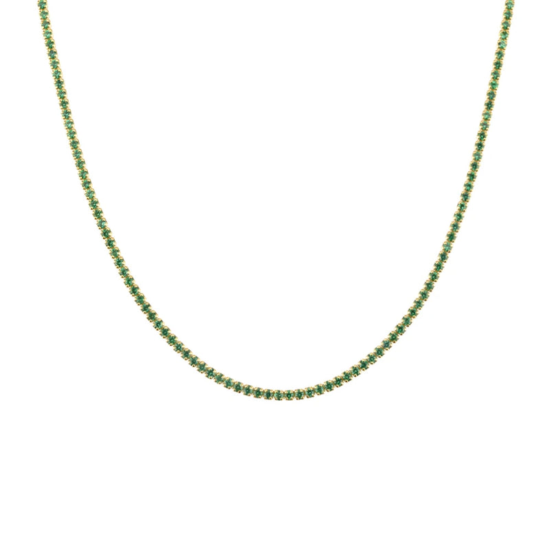 ANDYWEN 925 Sterling Silver 1.5mm Tennis Zircon Charm Long Chain Necklace Rock Punk Fashion Fine Jewelry Gift Wedding Party