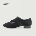 TOP Dance Shoes Latin Modern Men's Shoes Cowhide Two-point Sole Wear-resistant Oxford Cloth Upper Authentic Lace Up Ballroom
