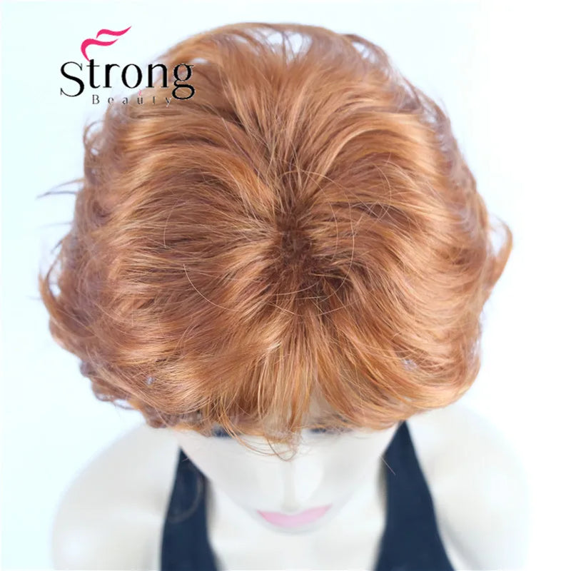 StrongBeauty Short Wig Soft Tousled Curls Blonde Highlights Full Synthetic Wigs COLOUR CHOICES