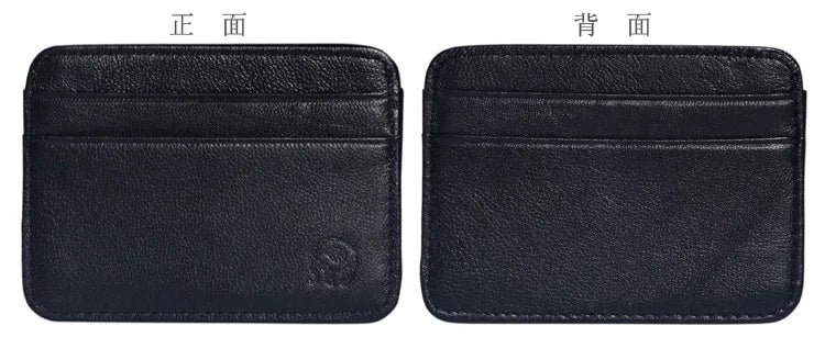 Fashion 100% Genuine Leather Thin Bank Credit Card Case Mini Card Wallet Men Bus Card Holder Cash Change Pack Business ID Pocket