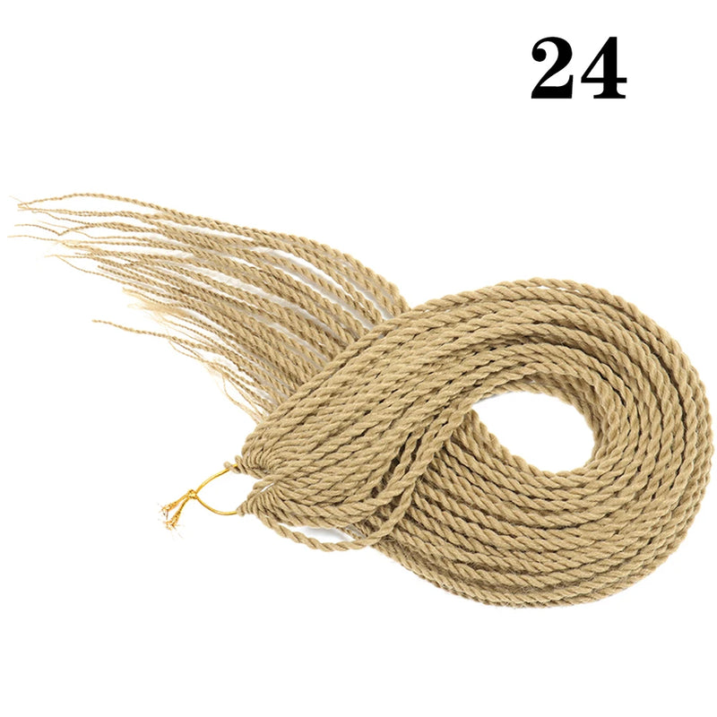 AZIR Senegalese Twist Hair Crochet Braids 24 inch 30 Roots/pack Synthetic Crochet Hair Senegalese Braids Twist Hair for Braids