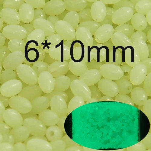 INFOF 100-500pcs/lot Soft Egg Beads Fishing Stop Luminous Oval Rubber Stopper Night Fly Fishing Accessories pesca