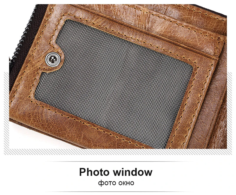 KAVIS Crazy Horse Genuine Leather Wallet Men Coin Purse Male Cuzdan Walet Portomonee PORTFOLIO  Perse Small Pocket money bag