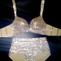 NEW Bikini Set Women Bling Diamante Carnival Bra Crop Top Crystal Panties Rave Festival Bikini Set Burning Man Outfit Club Wear
