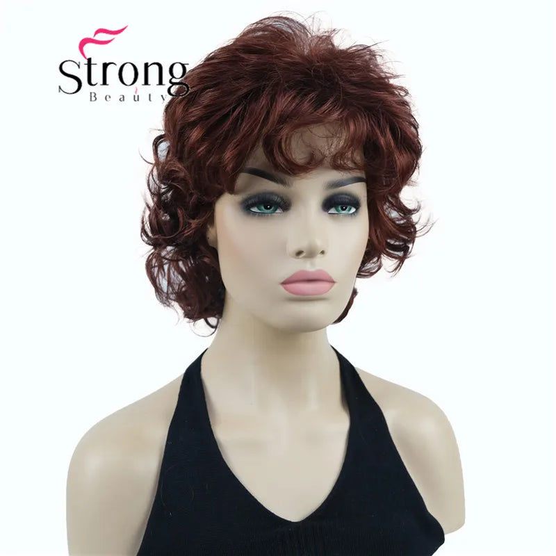 StrongBeauty Short Wig Soft Tousled Curls Blonde Highlights Full Synthetic Wigs COLOUR CHOICES