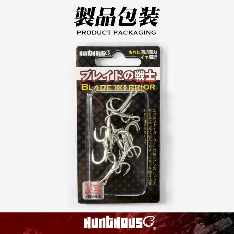 Hunthouse Treble Fishing Hook With Spoon 4# 6# 8# For Hard Lure 3X Strong 4pcs/lot Hight Carbon Steel Accessories