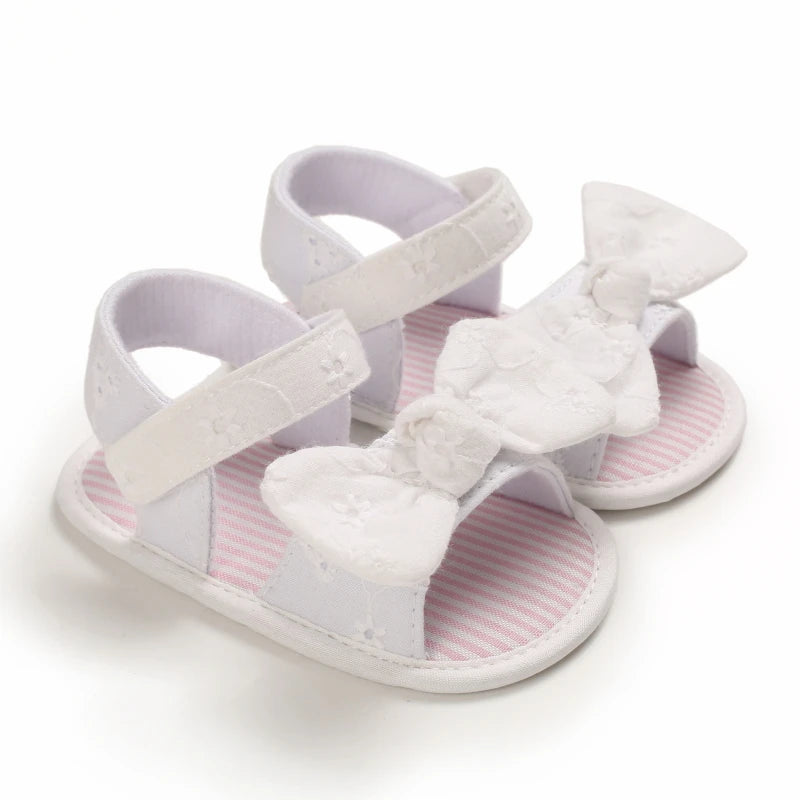 Infant Baby Girls Summer Sandals with Flower Soft Sole Newborn Toddler First Walker Crib Dress Shoes