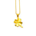 Pure 14K Yellow Gold Pendant Necklace Simple Mini Grass Pendant Real 18K Gold Chain for Women Fine Jewelry Christmas Gift
