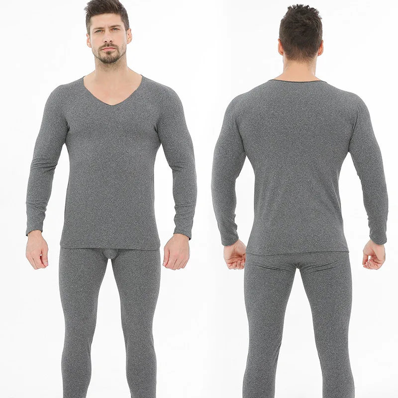 Men's Thermal Underwear Autumn Winter Long Johns Thermal Underwear Tops and Bottoms Set V-Neck Seamless Underwear for Man