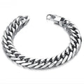 HNSP 316L Stainless Steel LA Cuban Link Chain Bracelet For Men Punk Hip Hop Silver Color Hand Chain 8/10/12/14MM Thick