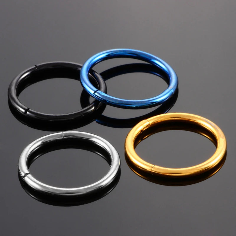 1PC G23 Titanium Septum Clicker Segment Hinged Rings Labret Lip Nose Hoop Earrings Ear Piercer 10-20G TITANIUM PIERC JEWELRI