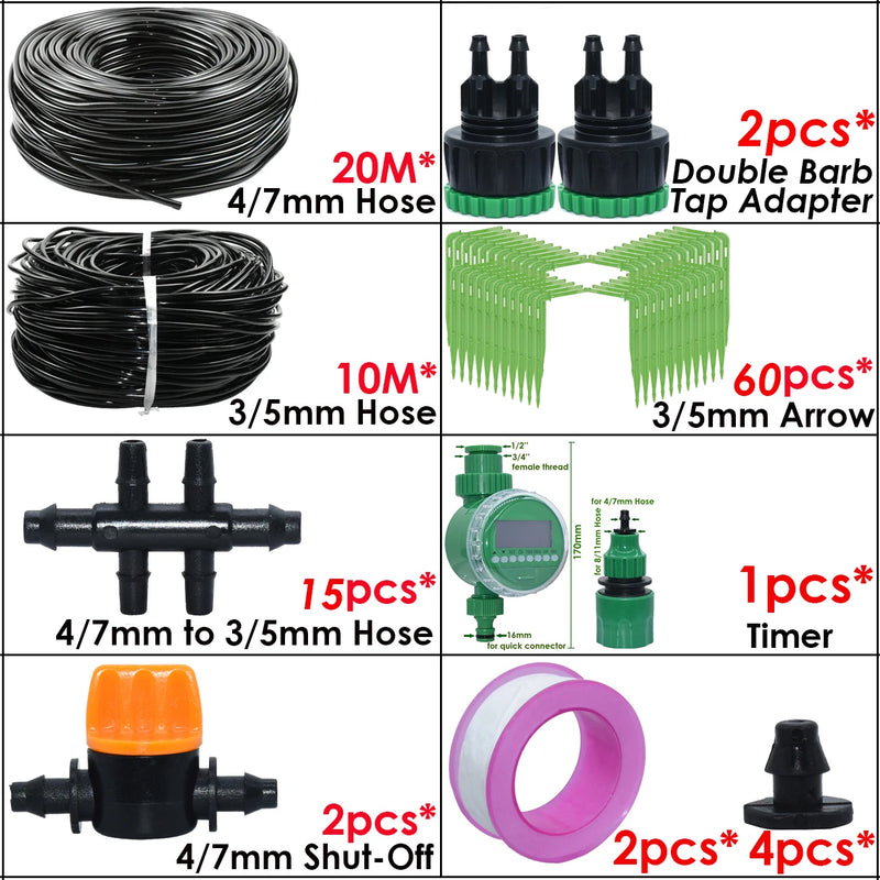 KESLA Garden Automatic Watering Irrigation Kit Elbow Emitter Drip System 4/7MM to 3/5MM Hose for Bonsai Potted Flower Greenhouse