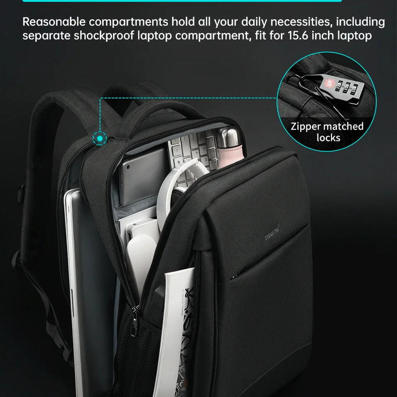 Tigernu Men's Backpack Fashion Travel Backpacks Male Anti Theft USB Charging 15.6 Laptop Backpack Waterproof School Bags For Men