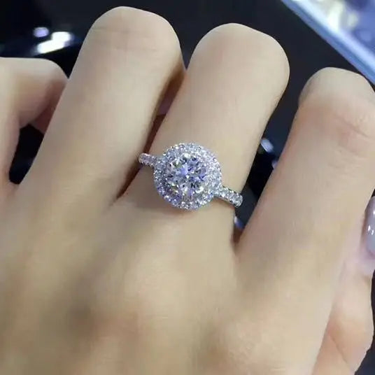 100% Real 18K Gold Ring for Women Natural AAA Moissanite Jewelry Gemstone Anillos De Bizuteria Tension - Visuel 4 | SAMAG