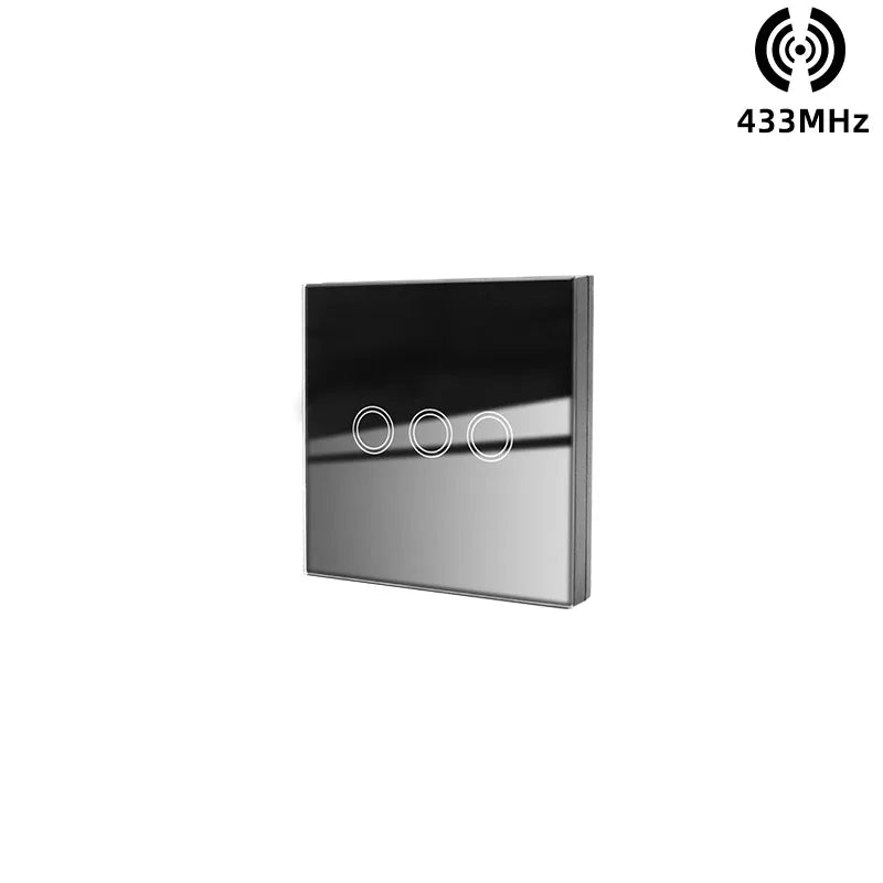 433MHz Smart Light Switch Rf Wireless Touch Wall Switch with Remote Control Tempered Glass Panel Switch for Home LED LAMP 220V