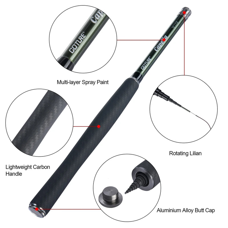Goture Tenkara Fishing Kit Ultra Light Carbon Fly Fishing Rod 3.6m Mainline Tippet Flies Set Hook Keeper and Accessories Combo