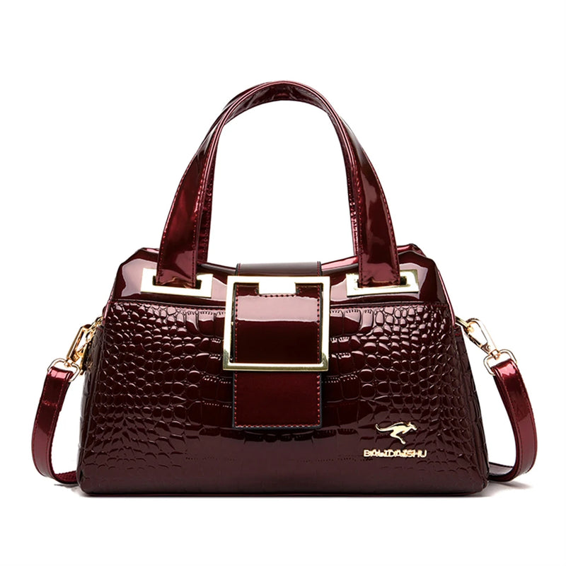 2 Layer Large Capacity Tote Bag Luxury Handbags Women Bags Designer Crocodile Pattern Ladies Boston Shoulder Bag High Quality