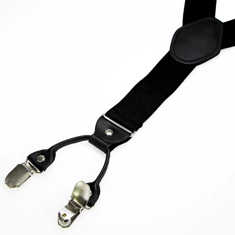 Fashion Suspenders Men Elastic Band Bowtie Set Leather 6 Clips Brace Male Vintage Casual Wedding Party - Visuel 6 | SAMAG