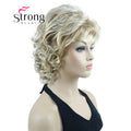 StrongBeauty Short Wig Soft Tousled Curls Blonde Highlights Full Synthetic Wigs COLOUR CHOICES