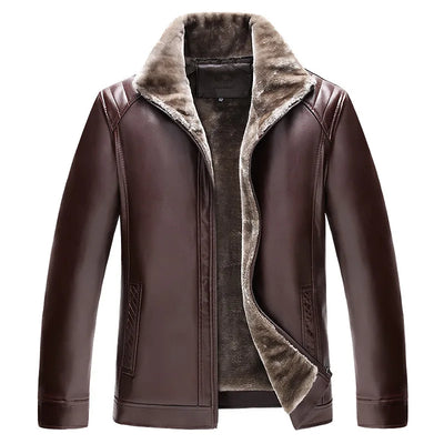 Winter Men's Leather Plus Velvet Thick Fur One Lapel | SAMAG