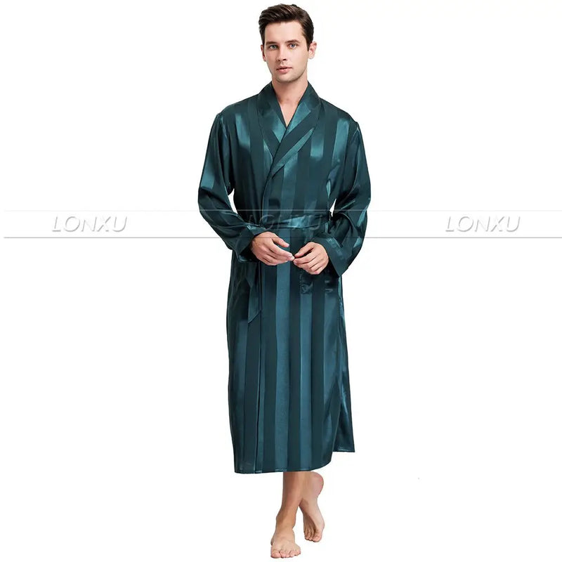 Mens Silk Satin Pajamas Sleepwear Robe Robes Bathrobe Nightgown S~3XL__For XMAS Gifts